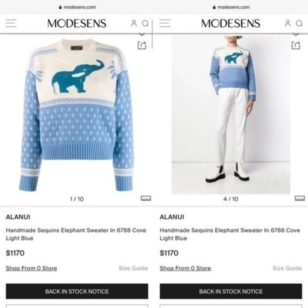 🆕 Alanui Wool & Cashmere Runway Designer Elephant Sequins Sweater - Picture 3 of 12